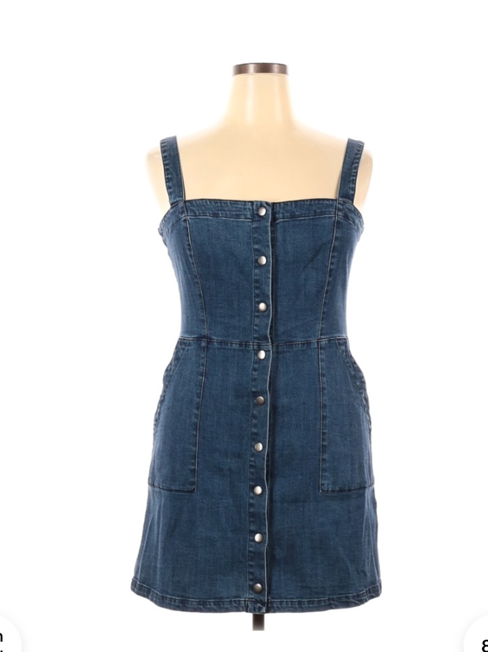 Sleeveless Dark Blue Denim Button-Front Mini Dress